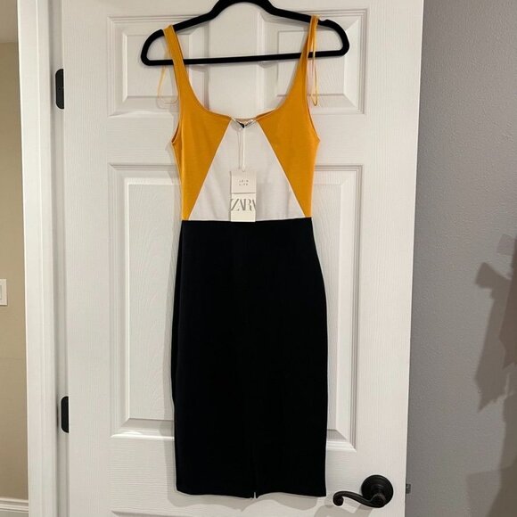 Zara Color Block Geometric Bodycon Dress NWT Size Small - Picture 5 of 8